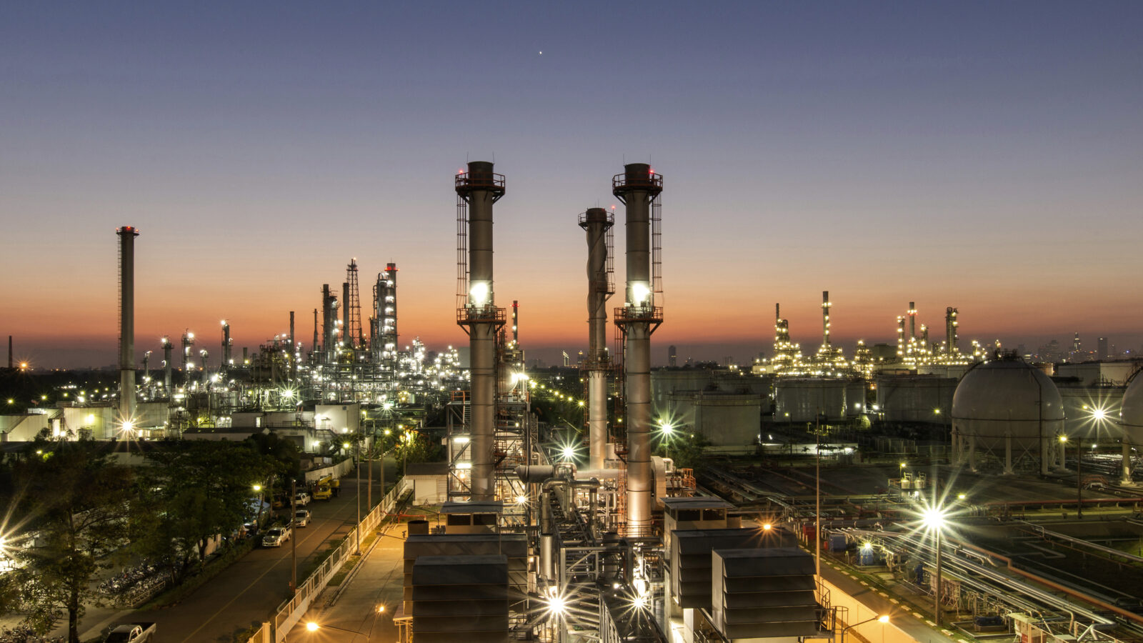 Oil Refinery At Twilight