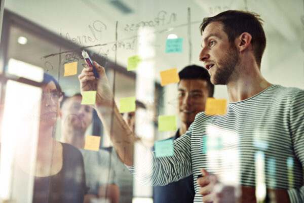 Marketers discussing marketing automation platform evaluation.