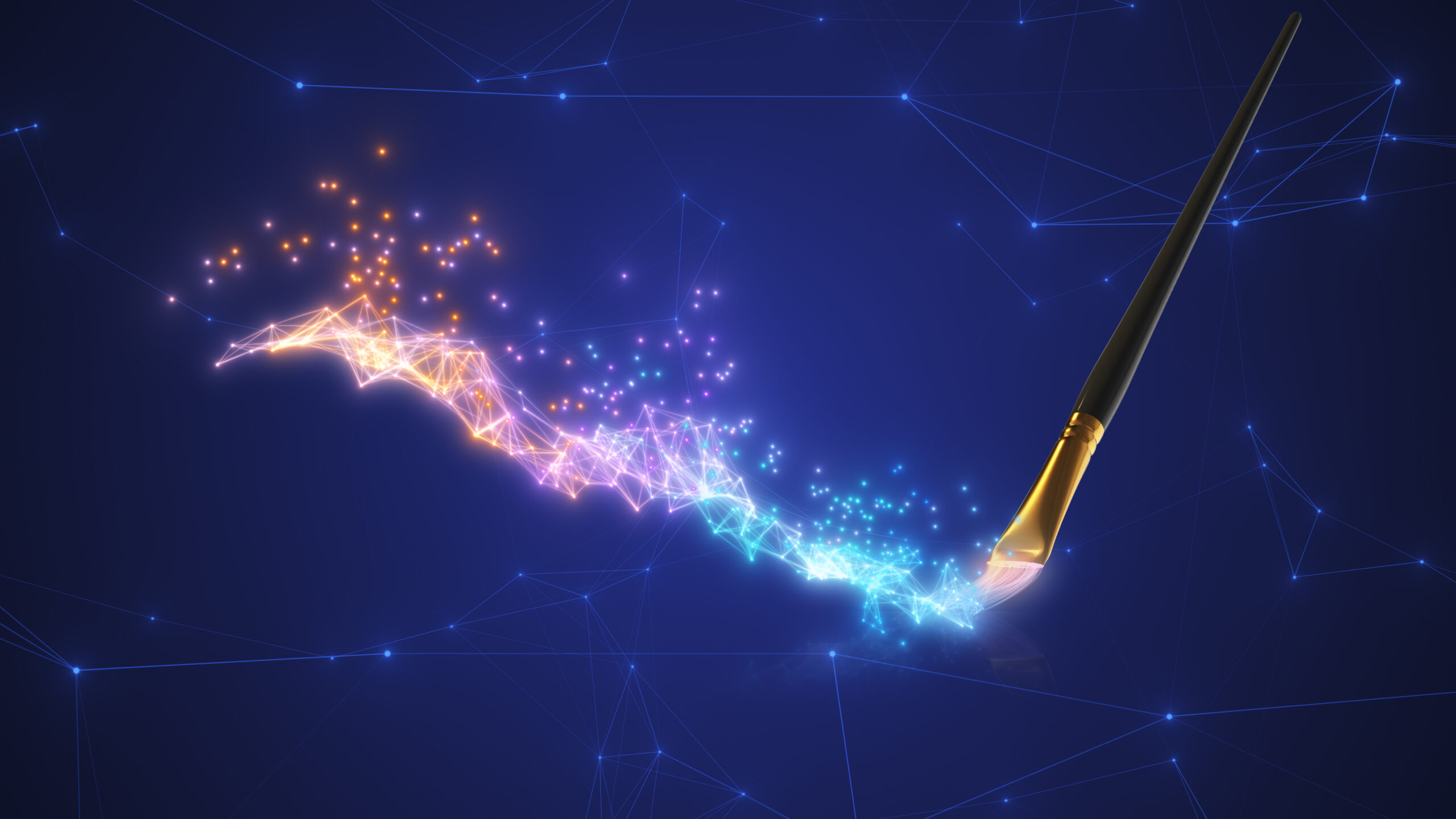 Paintbrush Illustrating The Concept Of Generative Ai Art On Technological Background