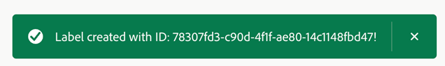 Adobe Label Fragement Creation Confirmation