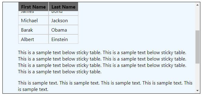 Sticky Header Ex 6