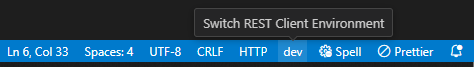 Visual Studio Code status bar to select the REST Client environment.